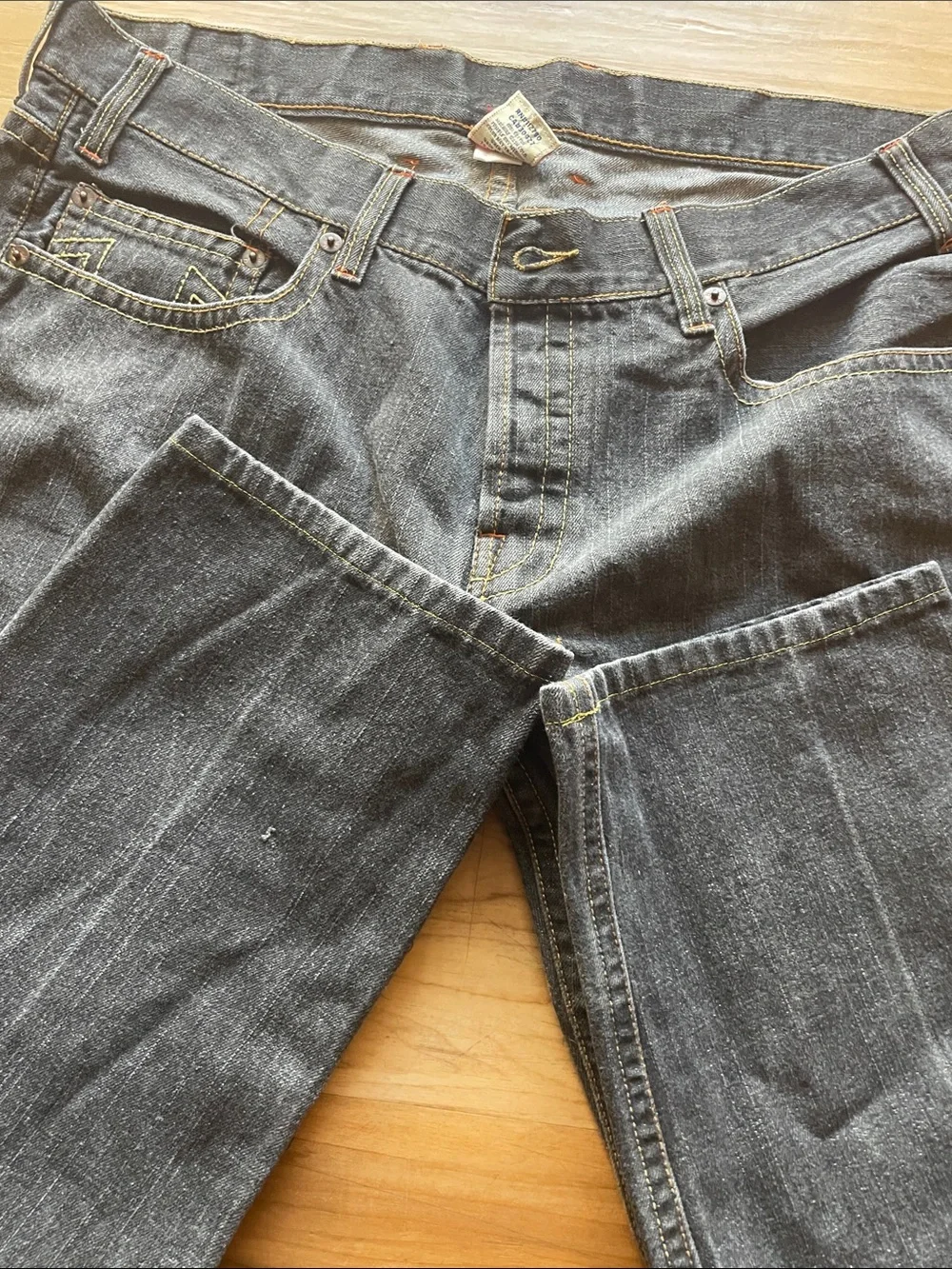 True Religion Men's Dark Gray Straight Jeans Button Fly Logan